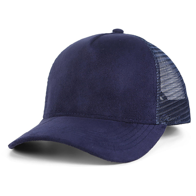 Breathable Plain Suede Mesh Back Baseball Caps Women Trendy 5 Panel Trucker Hoed