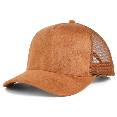 Breathable Plain Suede Mesh Back Baseball Caps Women Trendy 5 Panel Trucker Hoed