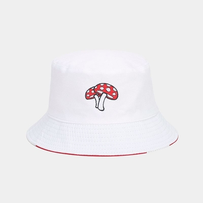 2025 Cotton Cartoon Mushroom Print Bucket Hat Fisherman Hat Outdoor Travel Sun Cap voor mannen en vrouwen