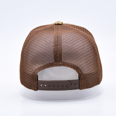 Fashion Design Curved Brim Sport 6 Panel Trucker Mesh Hoed Custom 3d Borduurwerk Camo Trucker Cap