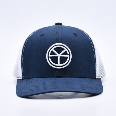 BSCI Oem Custom Logo Geborduurd Richardson Trucker Hoed Mesh Snap Back Gorras 6 Panel Trucker Cap