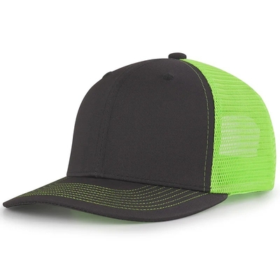 Op maat gemaakte voor gebogen mesh hoed katoenen trucker cap met plastic snapback