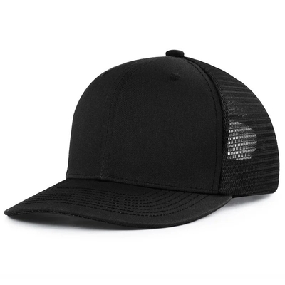 Op maat gemaakte voor gebogen mesh hoed katoenen trucker cap met plastic snapback