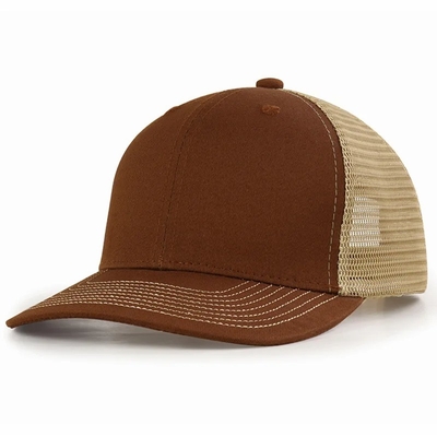 Op maat gemaakte voor gebogen mesh hoed katoenen trucker cap met plastic snapback