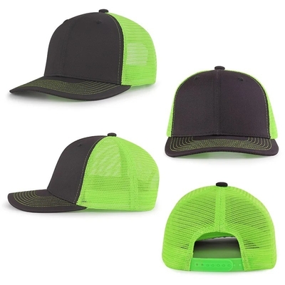 Op maat gemaakte voor gebogen mesh hoed katoenen trucker cap met plastic snapback