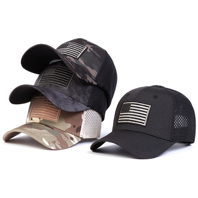 Op maat geborduurde 6 panelen katoen twill profiel trucker cap met gebogen visor