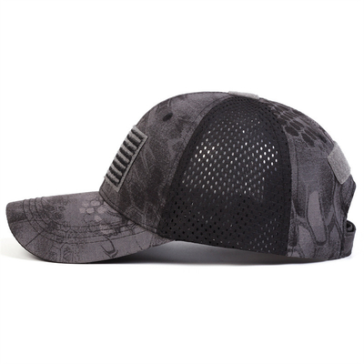 Op maat geborduurde 6 panelen katoen twill profiel trucker cap met gebogen visor