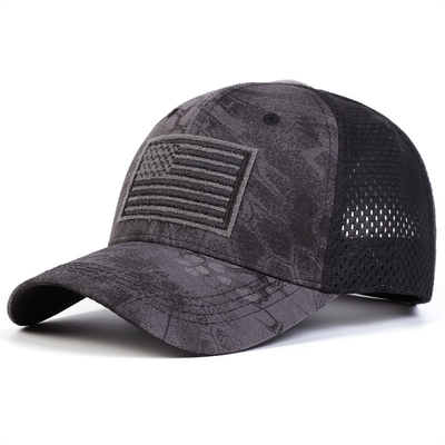Op maat geborduurde 6 panelen katoen twill profiel trucker cap met gebogen visor