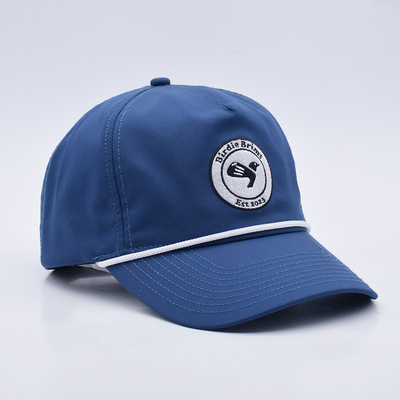 Groothandel Blue Rope Baseball Cap Custom Structured Embroidery Logo 5 Panel Golf Hoeden Gorras