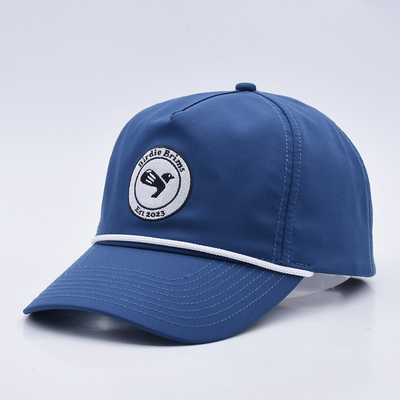 Groothandel Blue Rope Baseball Cap Custom Structured Embroidery Logo 5 Panel Golf Hoeden Gorras