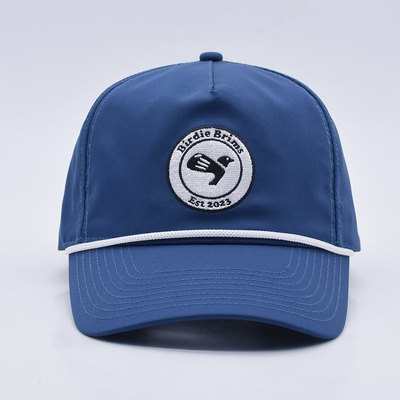 Groothandel Blue Rope Baseball Cap Custom Structured Embroidery Logo 5 Panel Golf Hoeden Gorras