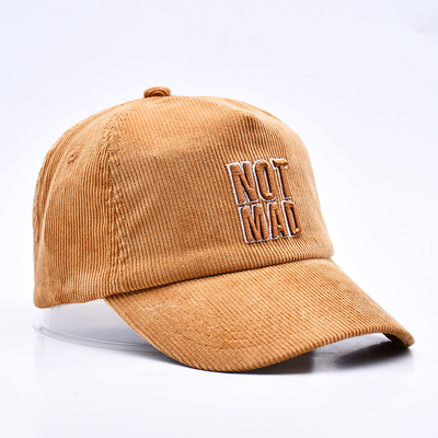 Custom 3d gestructureerde borduurwerk Corduroy Gorras Baseball Cap Groothandel 5 Panel Verstelbare Snapback Baseball Cap