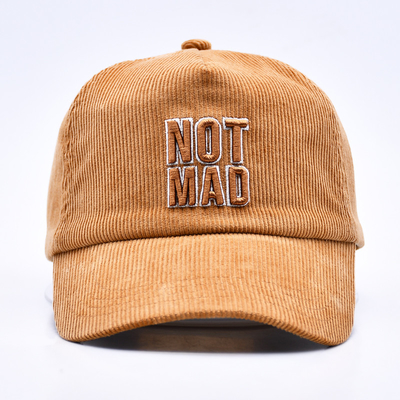 Custom 3d gestructureerde borduurwerk Corduroy Gorras Baseball Cap Groothandel 5 Panel Verstelbare Snapback Baseball Cap