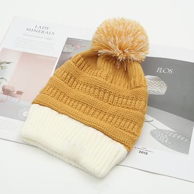 Herfst-winter hoed matching gebreide bonnets Skully trendy warm met pompom bont pom pom voor vrouwen dubbele kleur mode bonnet