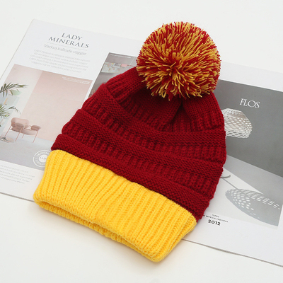 Herfst-winter hoed matching gebreide bonnets Skully trendy warm met pompom bont pom pom voor vrouwen dubbele kleur mode bonnet