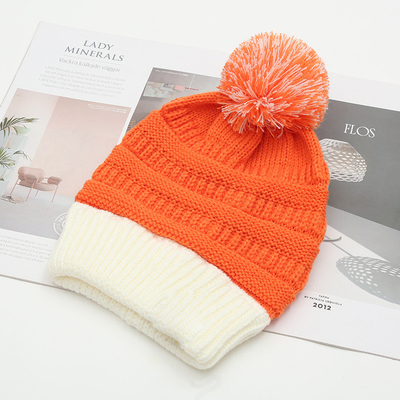 Herfst-winter hoed matching gebreide bonnets Skully trendy warm met pompom bont pom pom voor vrouwen dubbele kleur mode bonnet
