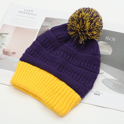 Herfst-winter hoed matching gebreide bonnets Skully trendy warm met pompom bont pom pom voor vrouwen dubbele kleur mode bonnet