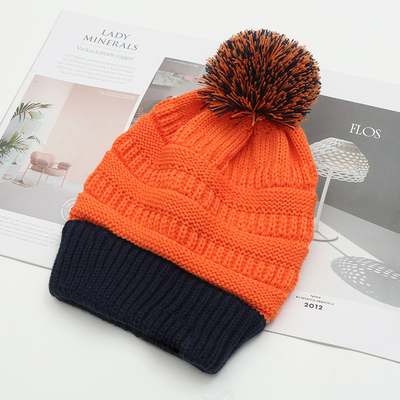 Herfst-winter hoed matching gebreide bonnets Skully trendy warm met pompom bont pom pom voor vrouwen dubbele kleur mode bonnet