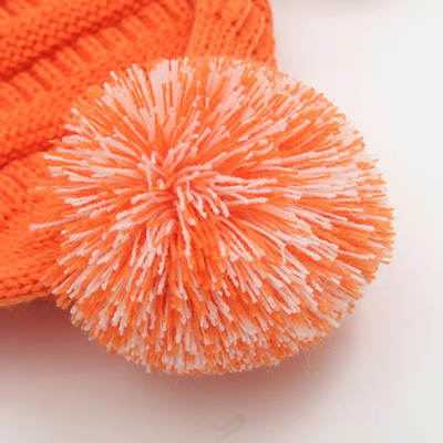 Herfst-winter hoed matching gebreide bonnets Skully trendy warm met pompom bont pom pom voor vrouwen dubbele kleur mode bonnet