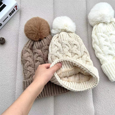 Custom Overall Print Hoedjes Winter Warm Fisherman Hoedje Rib Gebreide Katoen Pom Pom Hoed