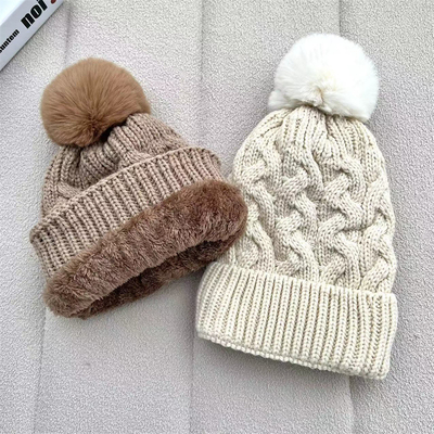 Custom Overall Print Hoedjes Winter Warm Fisherman Hoedje Rib Gebreide Katoen Pom Pom Hoed