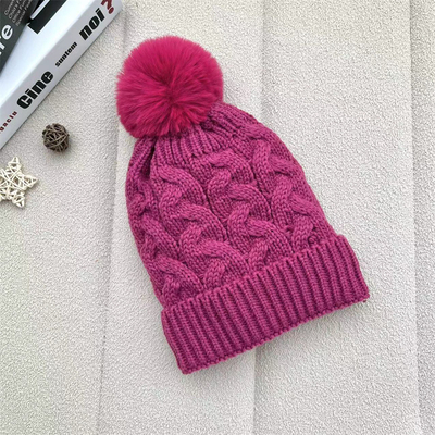 Custom Overall Print Hoedjes Winter Warm Fisherman Hoedje Rib Gebreide Katoen Pom Pom Hoed