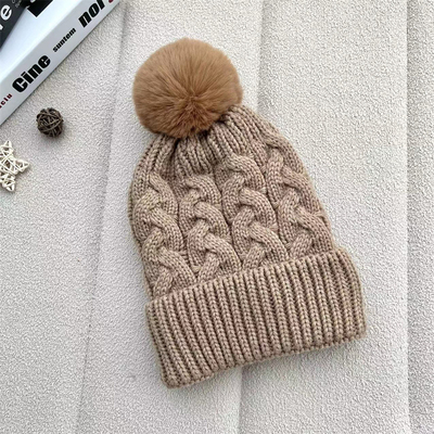 Custom Overall Print Hoedjes Winter Warm Fisherman Hoedje Rib Gebreide Katoen Pom Pom Hoed