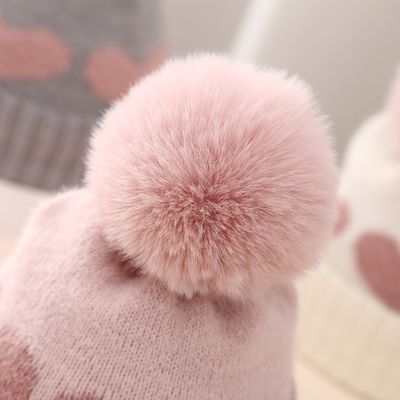 2024 Nieuwe Herfst Winter Baby gebreide hoeden Meisjes Acryl Bilayer Warm Kleuter Beanie Lief Hart Nieuwgeboren Hoed