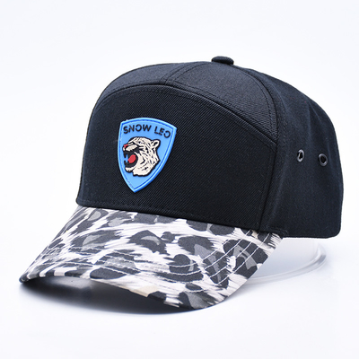 Oem Groothandel Rubber Patch Baseball Cap Custom Logo Geborduurd 7 Panel Baseball Hoed Fabrikant