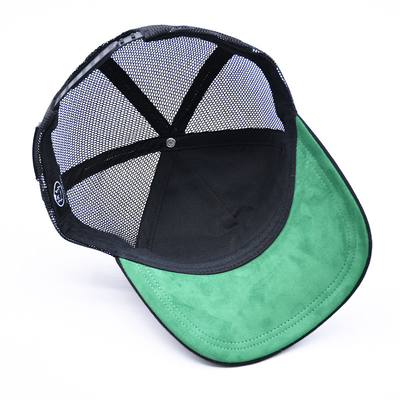 7 Panelen Zwart Suede Panelen Trucker Hoeden Hoogwaardige Mesh Cap Custom Rand Borduurwerk Velvet Trucker Hoeden Hoeden