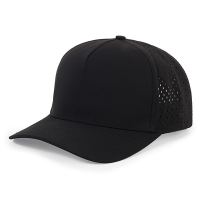 Groothandel 5 Panels Blauwe Baseball Cap Custom Laser Cut Hole Gorras Golf Waterdichte Polyester Sports Hoed