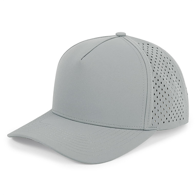 Groothandel 5 Panels Blauwe Baseball Cap Custom Laser Cut Hole Gorras Golf Waterdichte Polyester Sports Hoed