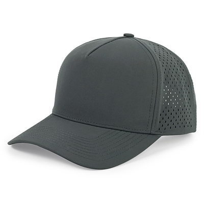 Groothandel 5 Panels Blauwe Baseball Cap Custom Laser Cut Hole Gorras Golf Waterdichte Polyester Sports Hoed
