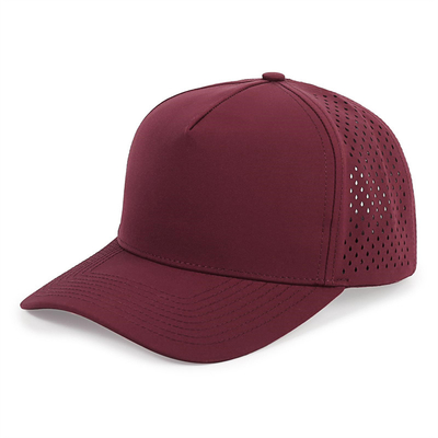 Groothandel 5 Panels Blauwe Baseball Cap Custom Laser Cut Hole Gorras Golf Waterdichte Polyester Sports Hoed