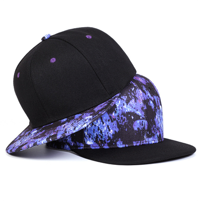 Hoogwaardige Sterrenhemel Print Snapback Hoed Custom Logo Design Flat Bill Hats 6 Panel Snapback Cap