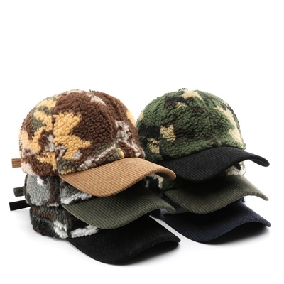 Herfst Winter Mannen en Vrouwen Warm Dikke Camouflage Corduroy Baseball Cap Custom Volwassenen Winter Wol Mode Baseball Hoeden Hoeden