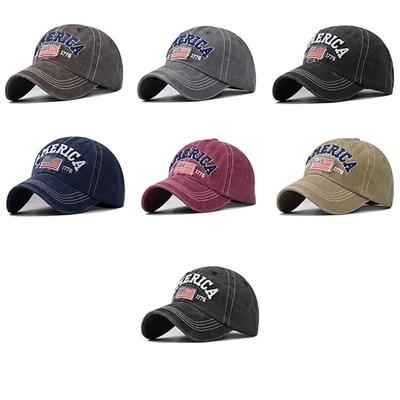 Hoed Fabrikant Groothandel 6 Panel Baseball Caps Custom 3d American Embroidery Logo Gewassen Cotton Papa Hoeden