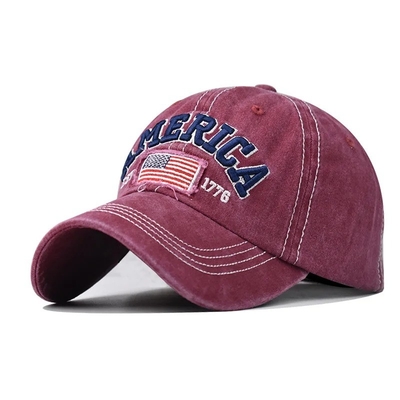 Hoed Fabrikant Groothandel 6 Panel Baseball Caps Custom 3d American Embroidery Logo Gewassen Cotton Papa Hoeden