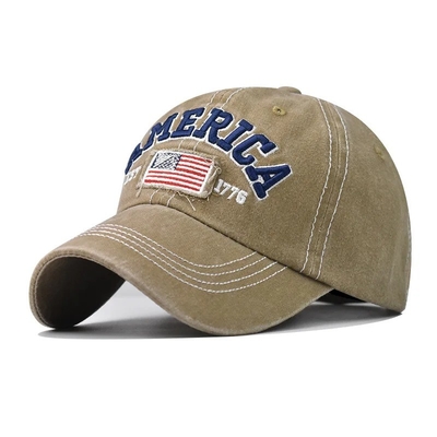 Hoed Fabrikant Groothandel 6 Panel Baseball Caps Custom 3d American Embroidery Logo Gewassen Cotton Papa Hoeden