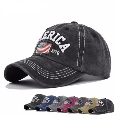 Hoed Fabrikant Groothandel 6 Panel Baseball Caps Custom 3d American Embroidery Logo Gewassen Cotton Papa Hoeden