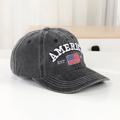 Hoed Fabrikant Groothandel 6 Panel Baseball Caps Custom 3d American Embroidery Logo Gewassen Cotton Papa Hoeden