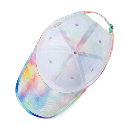 Custom Fashion Hip Hop 6 Panel Tie Dye Baseball Hoed Cap Hoog Kroon Onregelmatige Print Baseball Hoeden