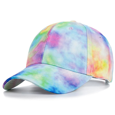 Custom Fashion Hip Hop 6 Panel Tie Dye Baseball Hoed Cap Hoog Kroon Onregelmatige Print Baseball Hoeden