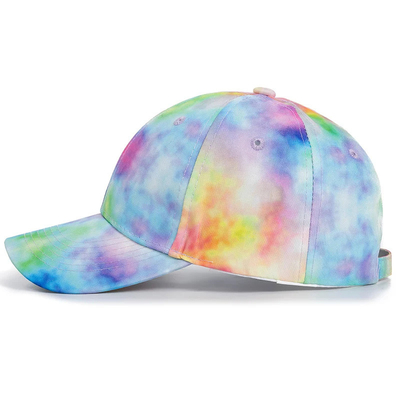 Custom Fashion Hip Hop 6 Panel Tie Dye Baseball Hoed Cap Hoog Kroon Onregelmatige Print Baseball Hoeden