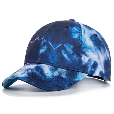 Custom Fashion Hip Hop 6 Panel Tie Dye Baseball Hoed Cap Hoog Kroon Onregelmatige Print Baseball Hoeden