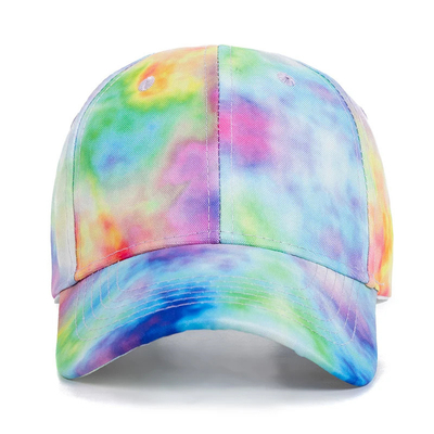 Custom Fashion Hip Hop 6 Panel Tie Dye Baseball Hoed Cap Hoog Kroon Onregelmatige Print Baseball Hoeden