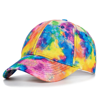 Custom Fashion Hip Hop 6 Panel Tie Dye Baseball Hoed Cap Hoog Kroon Onregelmatige Print Baseball Hoeden
