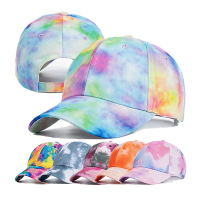 Custom Fashion Hip Hop 6 Panel Tie Dye Baseball Hoed Cap Hoog Kroon Onregelmatige Print Baseball Hoeden