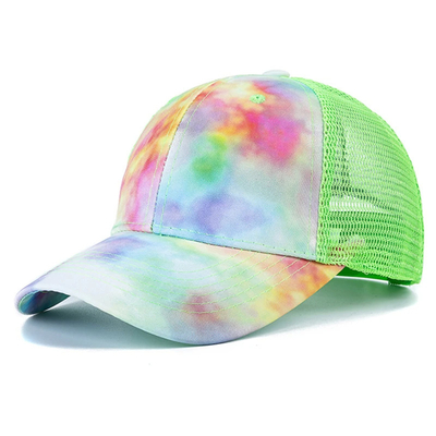 Custom Fashion Hip Hop 6 Panel Tie Dye Baseball Hoed Cap Hoog Kroon Onregelmatige Print Baseball Hoeden