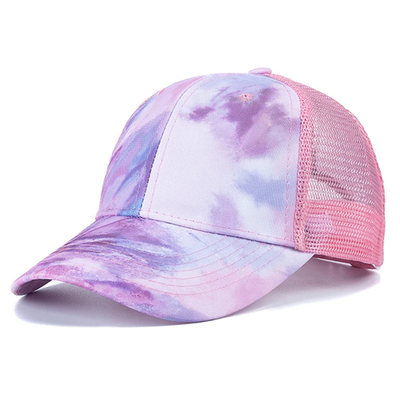 Custom Fashion Hip Hop 6 Panel Tie Dye Baseball Hoed Cap Hoog Kroon Onregelmatige Print Baseball Hoeden